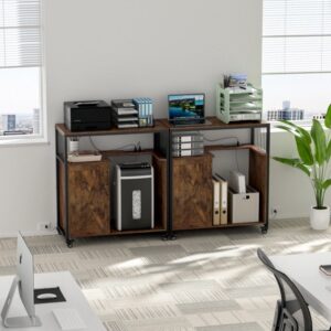 Large Printer Stand with Storage Printer Table with Socket and USB Charging Port