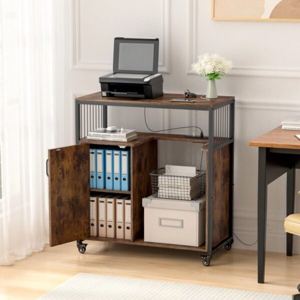 Large Printer Stand with Storage Printer Table with Socket and USB Charging Port - Image 2